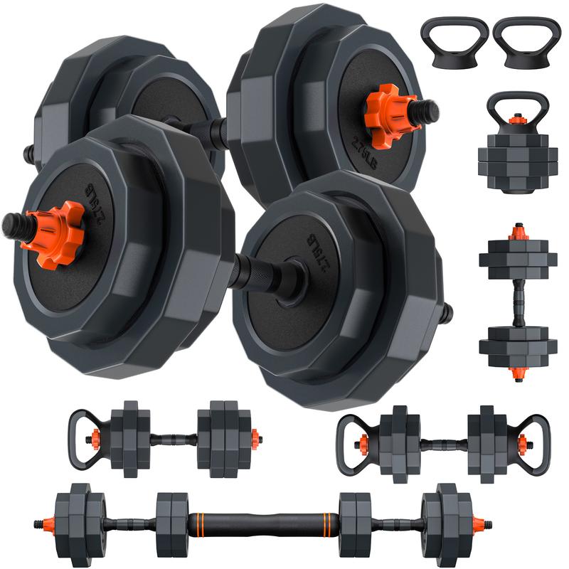 Bearbro 5 in 1 Iron Sand Mixture Adjustable Dumbbell Set, Free Weights Set with Connector, Used as Barbell, Kettlebells, Push up Stand for Home Workouts,Dealsforyoudays