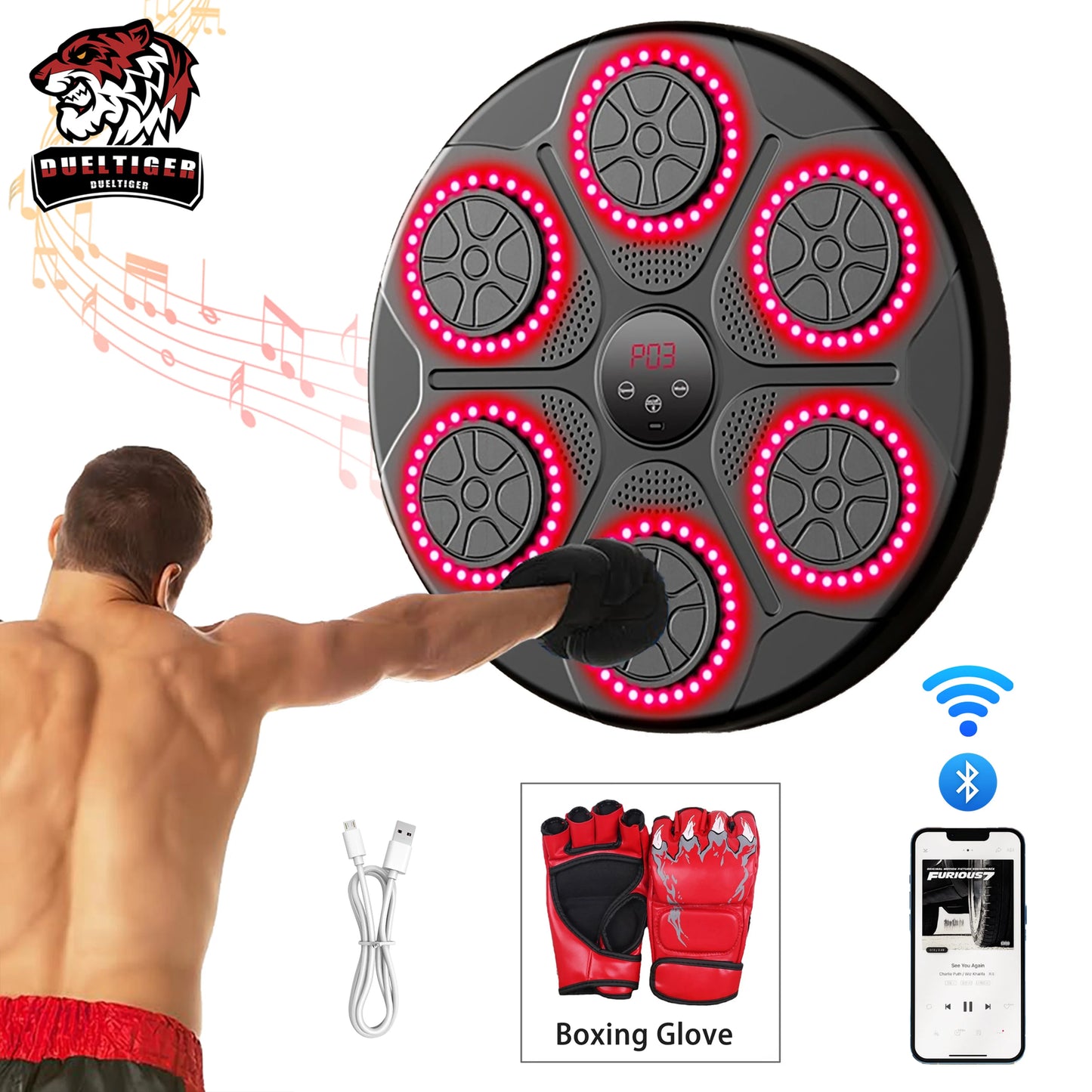 Smart Bluetooth Music Boxing Machine – Wall-Mounted Electronic Punch Trainer for Home Gym & Fun Fitness Workouts