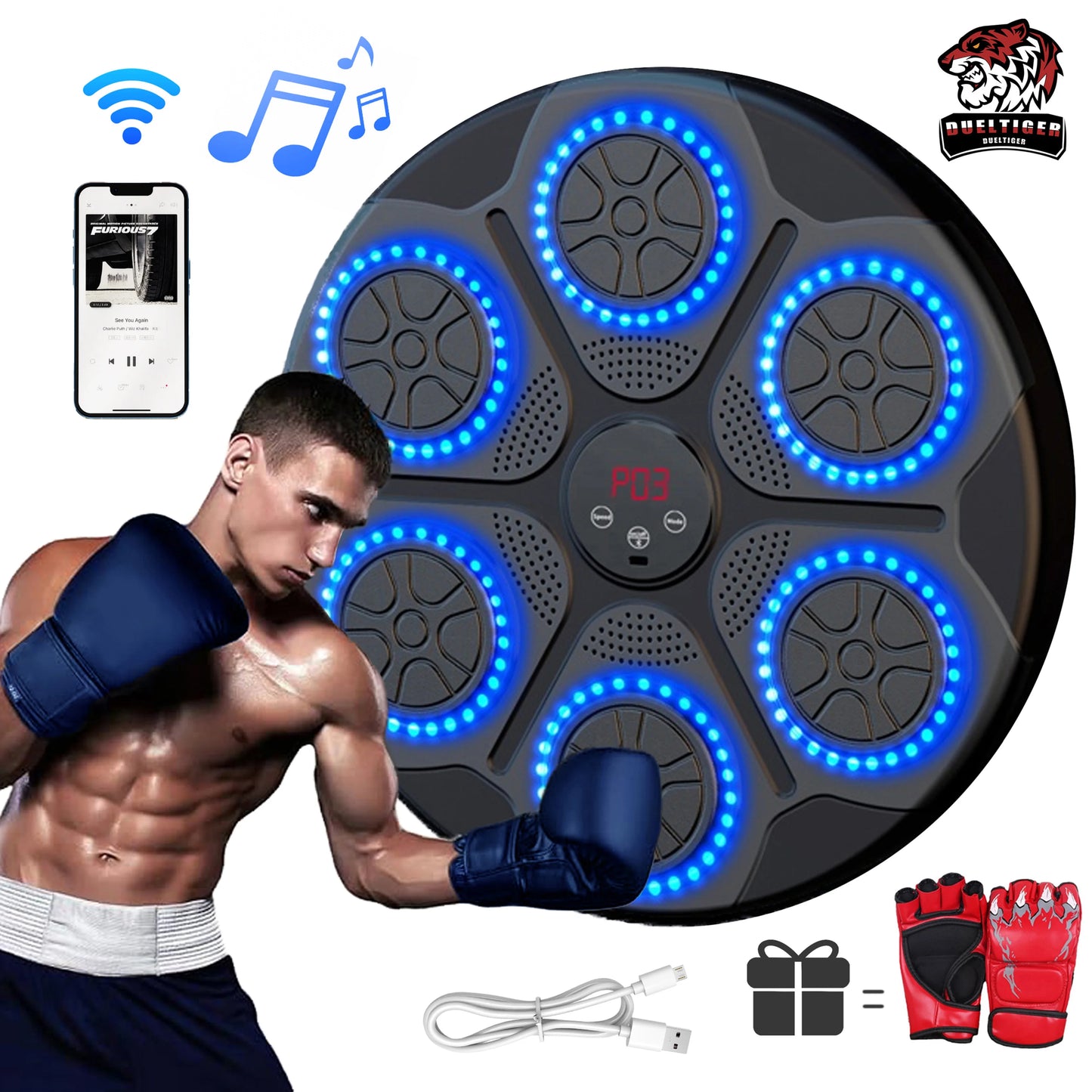 Smart Bluetooth Music Boxing Machine – Wall-Mounted Electronic Punch Trainer for Home Gym & Fun Fitness Workouts