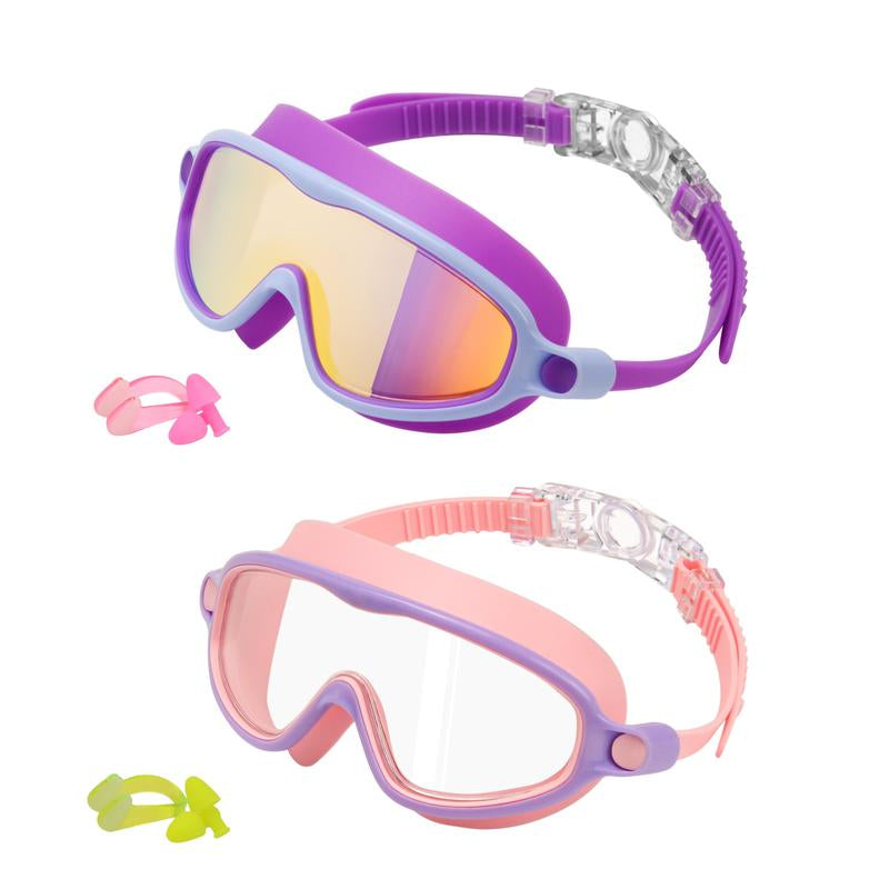 Premium Swim Goggles 2 Pack - Wide View, Anti-Fog & UV Protection, Leak-Proof Design for Men, Women, and Kids