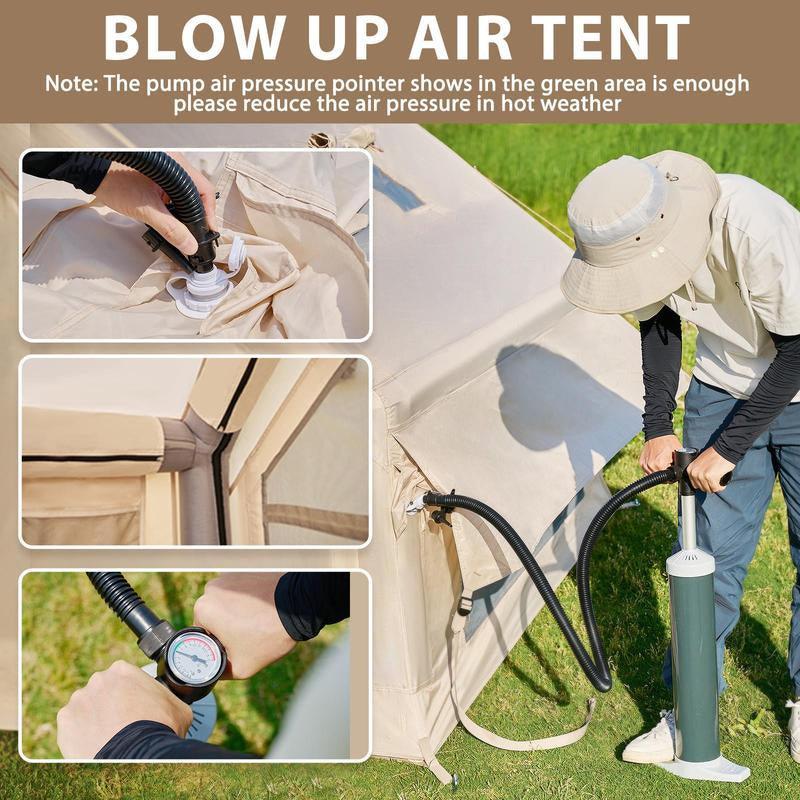 Docred Inflatable Tent for 4-6 People, 4 Season Glamping Tents with Pump, Easy Set up Waterproof Windproof Outdoor Blow up Tent, Luxury Cabin Tent with Mesh Windows & Doors