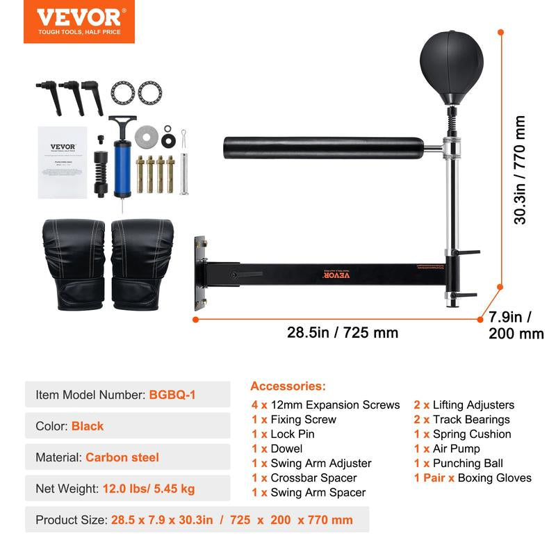 VEVOR Adjustable Boxing Speed Trainer - Free Standing Punching Bag Set with Gloves for Home Gym Workouts