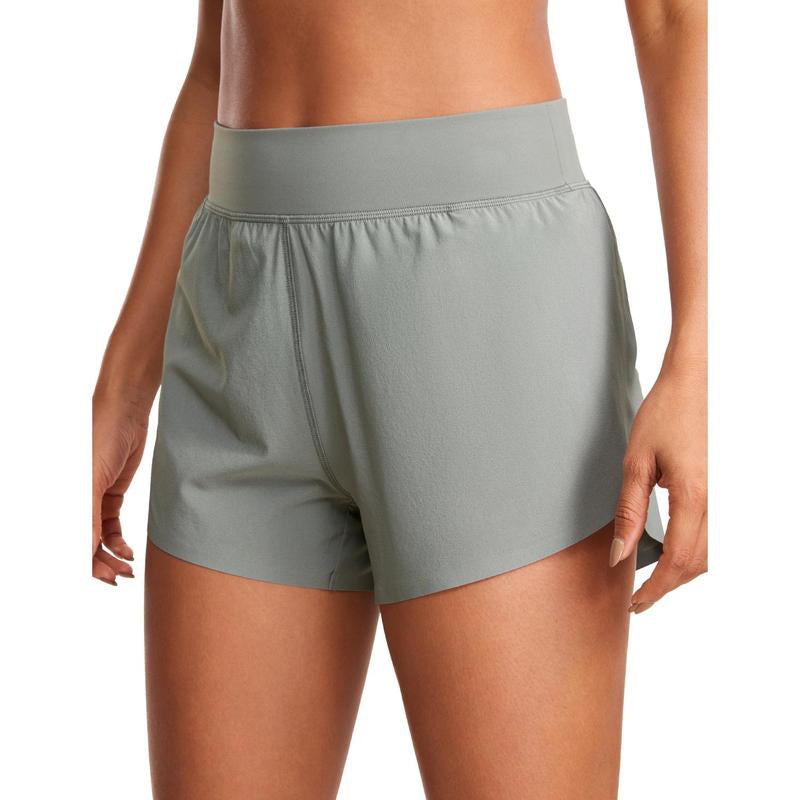 CRZ YOGA Women's High Waisted 3" Dolphin Running Shorts - Ultimate Comfort & Performance with Mesh Liner