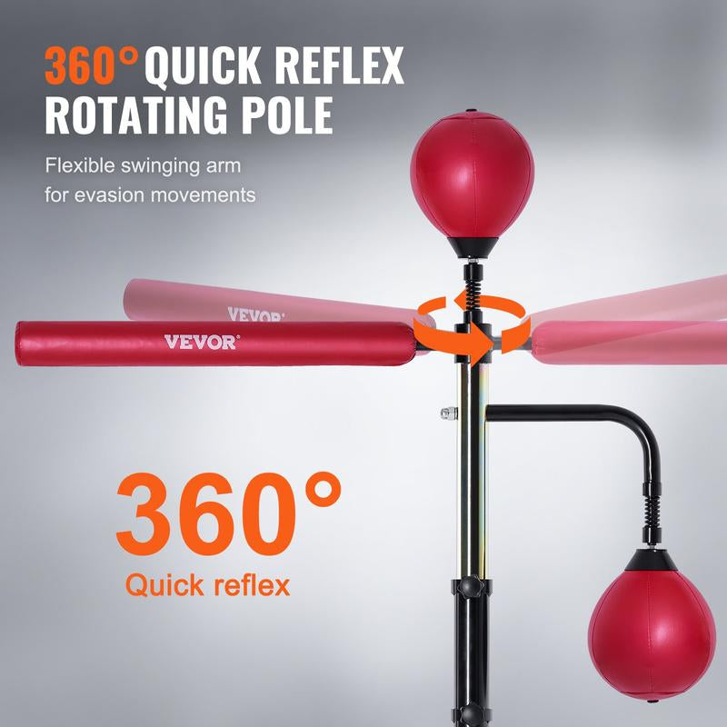 VEVOR Adjustable Boxing Speed Trainer - Free Standing Punching Bag Set with Gloves for Home Gym Workouts