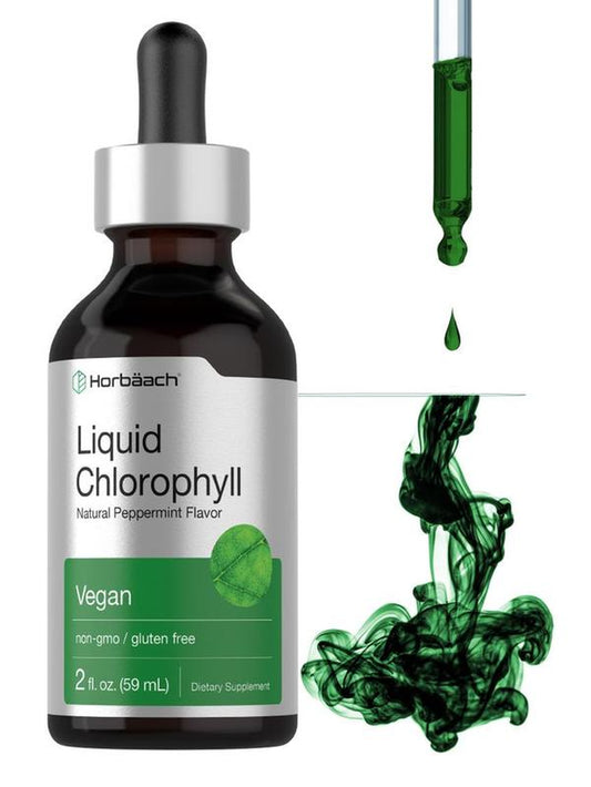 Horbäach Liquid Chlorophyll Drops - 2 Oz | Vegan, Non-GMO, Gluten-Free | Refreshing Natural Peppermint Flavor
