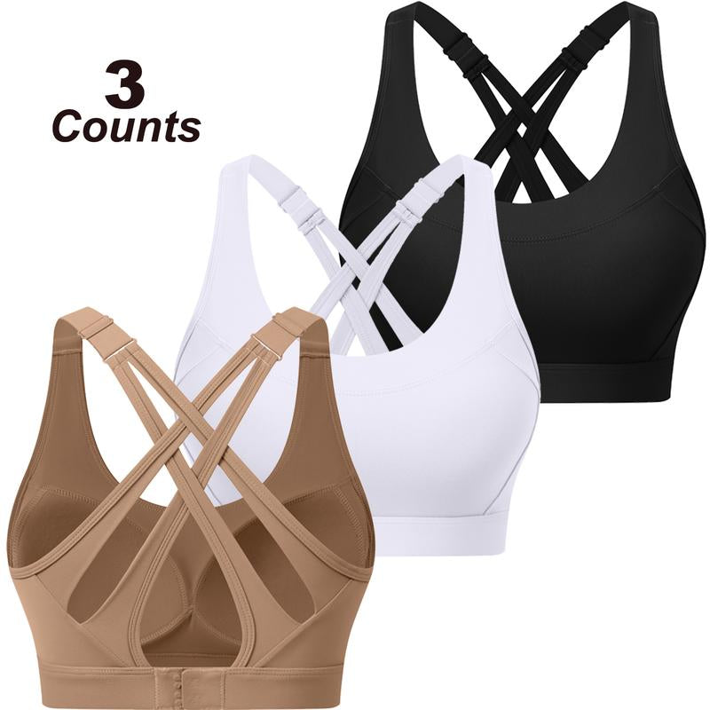 High Impact Sports Bra for Women – High Support Molded Cups, Adjustable Straps & Back Closure, Cross, Workout & Running Bra