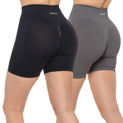 SHAFITS Women'S 2-Piece Seamless High Waisted Scrunch Shorts 4.5" Tummy Control & Moisture-Wicking Breathable Gym Yoga Shorts Flexible Athletic Wear