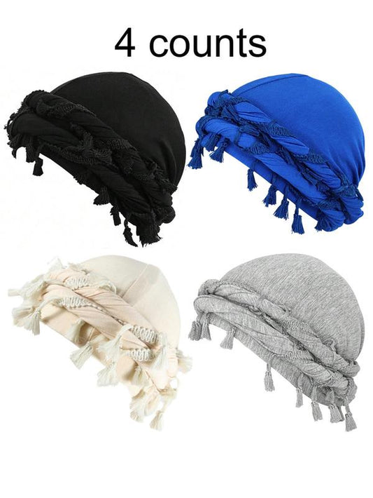 Chic Solid Color Turban Hat - Boho Vintage Hair Accessory for Women & Girls, Perfect for All Seasons!