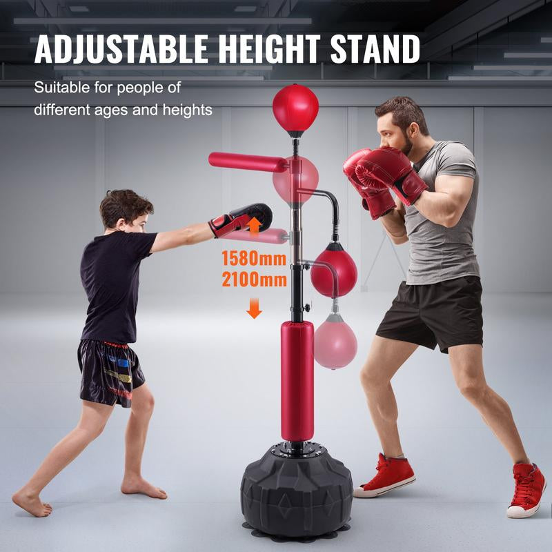 VEVOR Adjustable Boxing Speed Trainer - Free Standing Punching Bag Set with Gloves for Home Gym Workouts