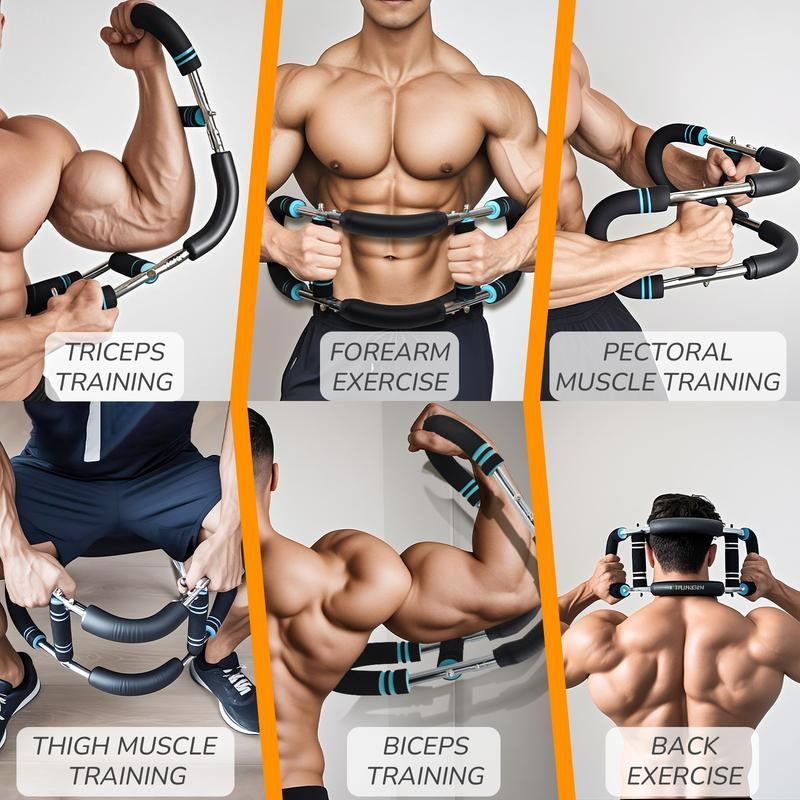 2025 Pro Adjustable Arm & Chest Muscle Trainer - Ultimate Stainless Steel Fitness Tool with Anti-Slip Blue Grips & Customizable Resistance for All Fitness Levels - Perfect for Home Workouts!