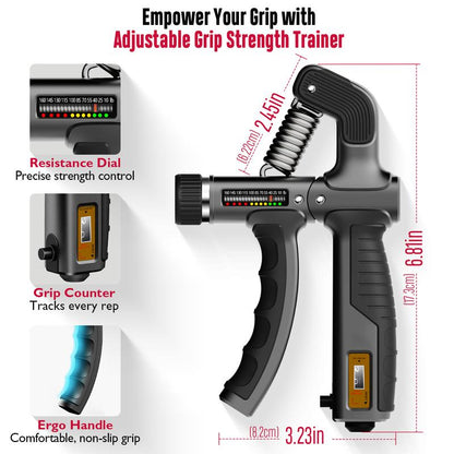 Fitbeast Adjustable Grip Strength Trainer Kit - 10-160 Lbs Pro Hand and Forearm Strengthener with Multi-Function Massage Balls for Therapy and Recovery