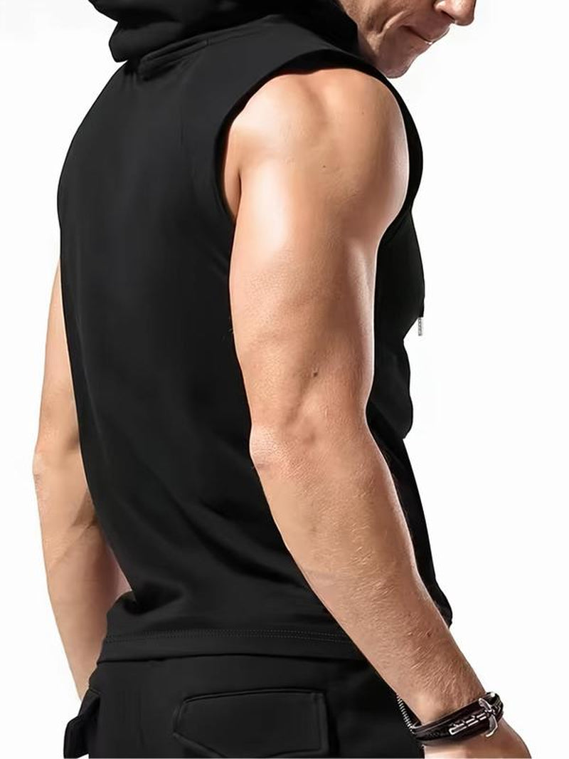 Men'S Fashion Hooded Sports Vest, Casual Summer Wear, Moderate Fabric Thickness, Fitted Style, Ideal for Outdoor Activities