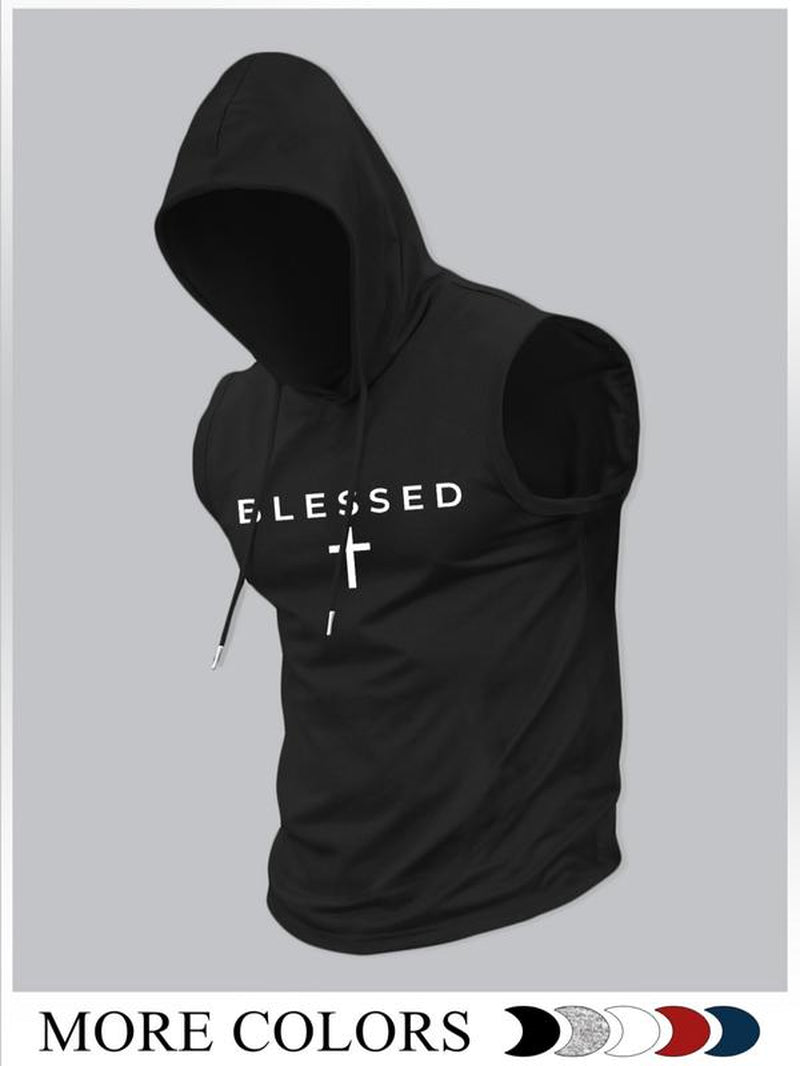 Men'S Fashion Hooded Sports Vest, Casual Summer Wear, Moderate Fabric Thickness, Fitted Style, Ideal for Outdoor Activities