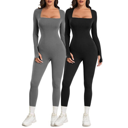 Elevate Your Workout: Sese Code Women's Long Sleeve Ribbed Yoga Jumpsuit for Ultimate Comfort and Style