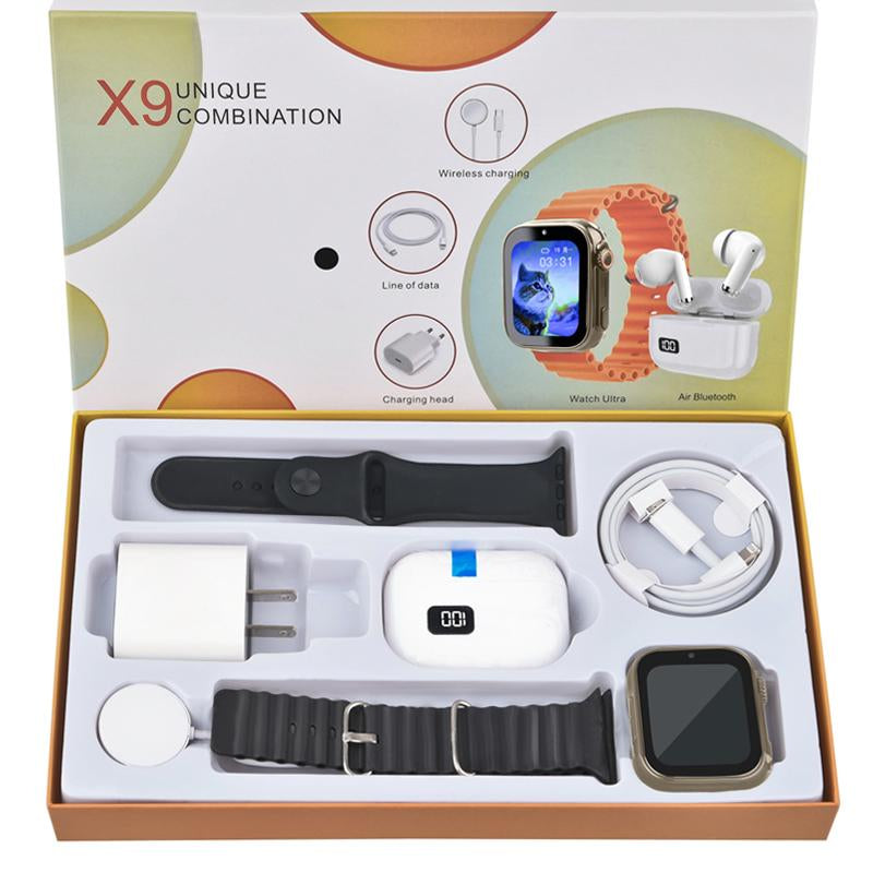 Ultimate 6-In-1 Smartwatch Kit: Smartwatch, Bluetooth Headphones, 20W Fast Charger, Type-C Cable & Adapter - Compact & Portable Audio Solution!