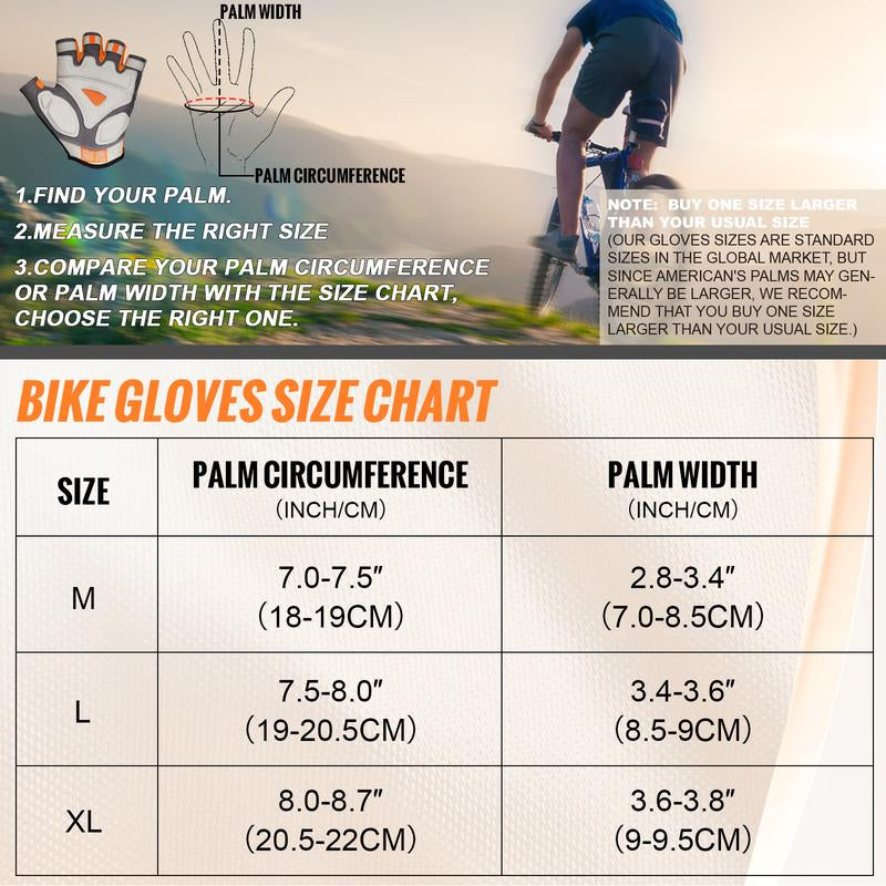 FEIWOOD GEAR Breathable Cycling Gloves Half Finger Bicycle Gloves Anti-Slip Shock Absorbing Padded MTB Road Biking Gloves for Men/Women