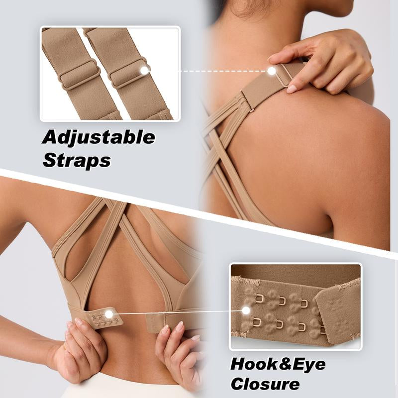 High Impact Sports Bra for Women – High Support Molded Cups, Adjustable Straps & Back Closure, Cross, Workout & Running Bra