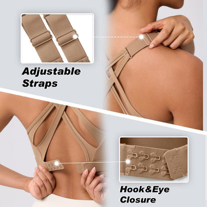 High Impact Sports Bra for Women – High Support Molded Cups, Adjustable Straps & Back Closure, Cross, Workout & Running Bra