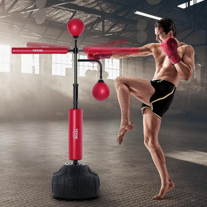 VEVOR Adjustable Boxing Speed Trainer - Free Standing Punching Bag Set with Gloves for Home Gym Workouts