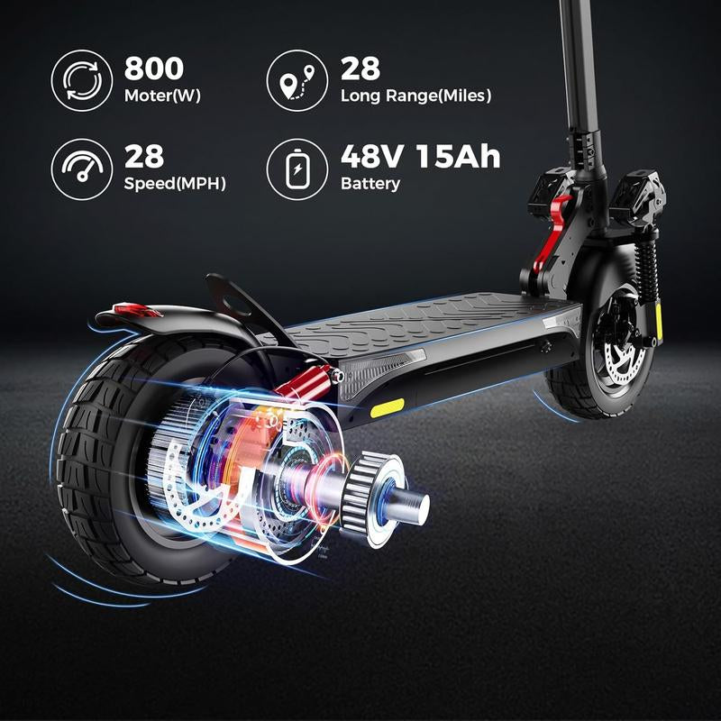 【Back to School Sale】Off-Road Powerful Electric Scooter, 800W/500W Motor, 28Mph/25Mph,28Miles/23Miles,10' Pneumatic Tires, LED Screen Design, Double Suspension, APP Control, Adult Commuting Electric Scooter