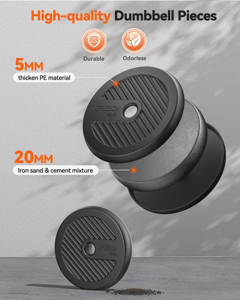 FEIERDUN 5-In-1 Adjustable Dumbbell Set 20/30/40/70/90LB – Convertible Free Weights to Barbell, Kettlebells, Push-Up Stand & Plates – Home Gym Equipment for Men & Women