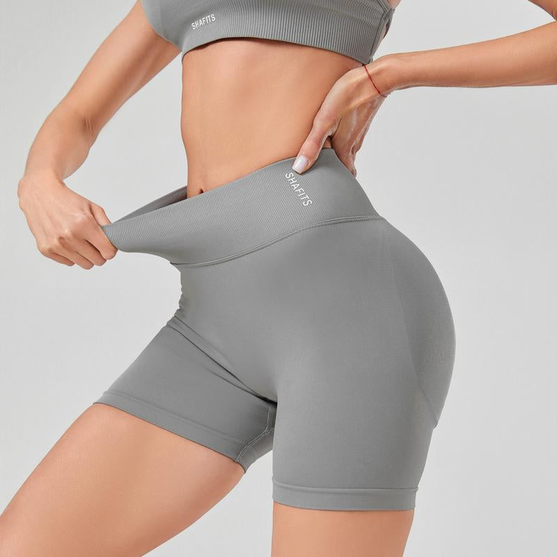 SHAFITS Women'S 2-Piece Seamless High Waisted Scrunch Shorts 4.5" Tummy Control & Moisture-Wicking Breathable Gym Yoga Shorts Flexible Athletic Wear