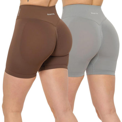 SHAFITS Women'S 2-Piece Seamless High Waisted Scrunch Shorts 4.5" Tummy Control & Moisture-Wicking Breathable Gym Yoga Shorts Flexible Athletic Wear