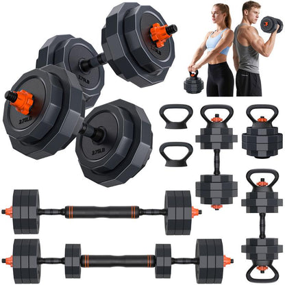 Bearbro 5 in 1 Iron Sand Mixture Adjustable Dumbbell Set, Free Weights Set with Connector, Used as Barbell, Kettlebells, Push up Stand for Home Workouts，Dealsforyoudays