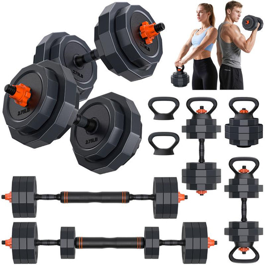 Bearbro 5 in 1 Iron Sand Mixture Adjustable Dumbbell Set, Free Weights Set with Connector, Used as Barbell, Kettlebells, Push up Stand for Home Workouts，Dealsforyoudays