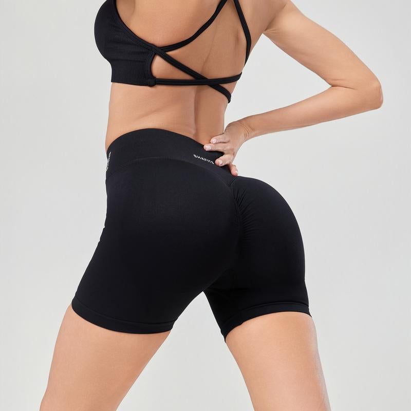 SHAFITS Women'S 2-Piece Seamless High Waisted Scrunch Shorts 4.5" Tummy Control & Moisture-Wicking Breathable Gym Yoga Shorts Flexible Athletic Wear