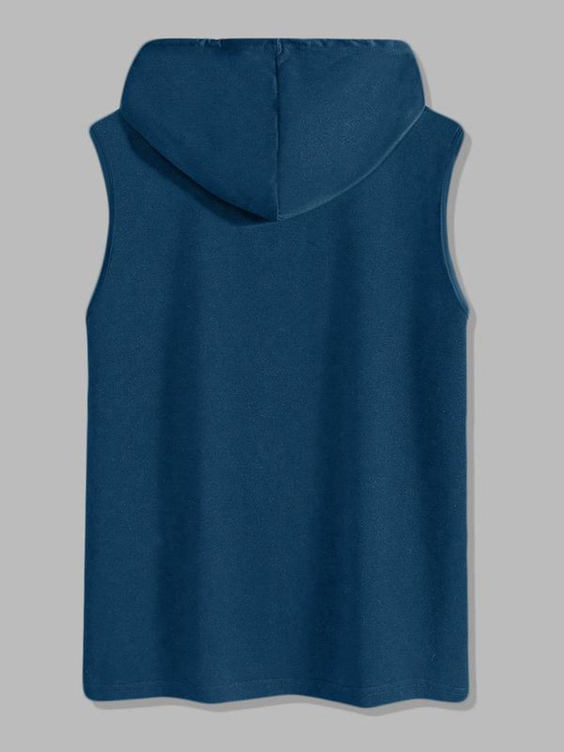 Men'S Fashion Hooded Sports Vest, Casual Summer Wear, Moderate Fabric Thickness, Fitted Style, Ideal for Outdoor Activities