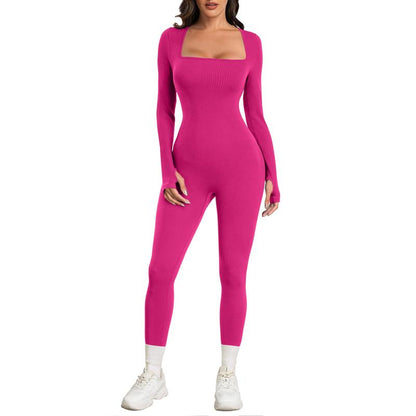 Elevate Your Workout: Sese Code Women's Long Sleeve Ribbed Yoga Jumpsuit for Ultimate Comfort and Style