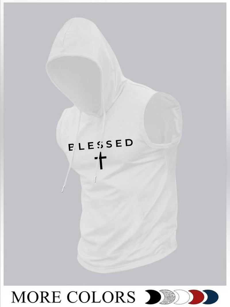 Men'S Fashion Hooded Sports Vest, Casual Summer Wear, Moderate Fabric Thickness, Fitted Style, Ideal for Outdoor Activities