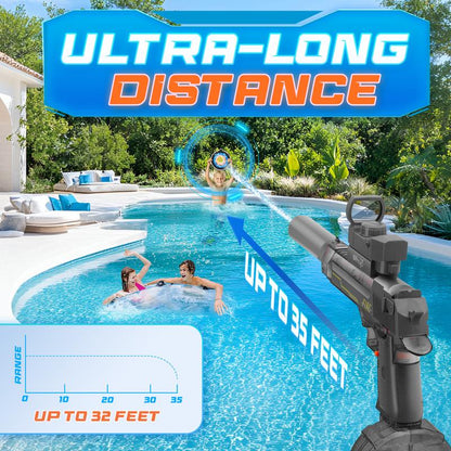 Ultimate LED High-Powered Water Shooter - Long Range 26-35Ft, IP67 Waterproof - Perfect for Summer Fun, Outdoor Parties & Birthday Gifts!