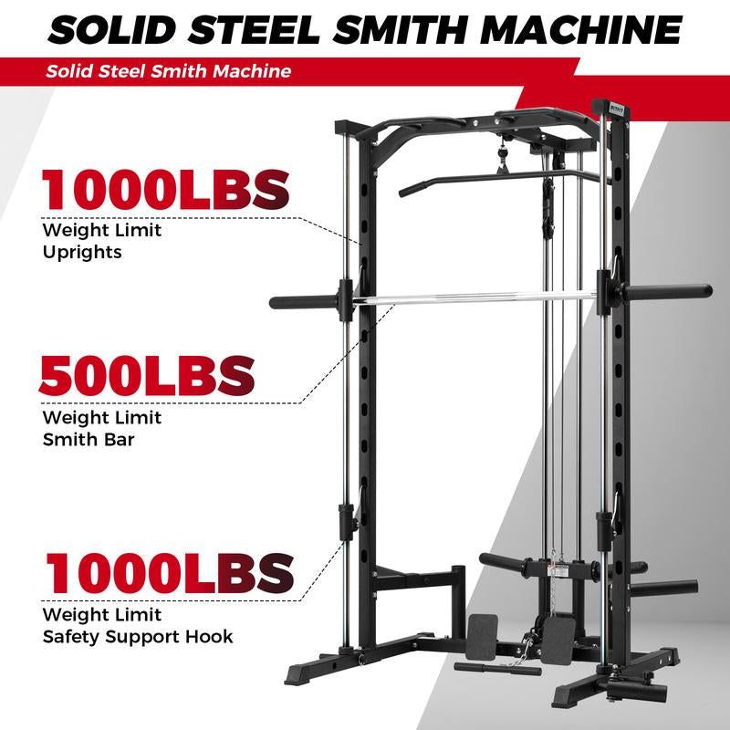 Ritfit PSR05 Ultimate Multifunctional Smith Machine with 13 Accessories - Complete Home Gym System for Strength Training and Squats