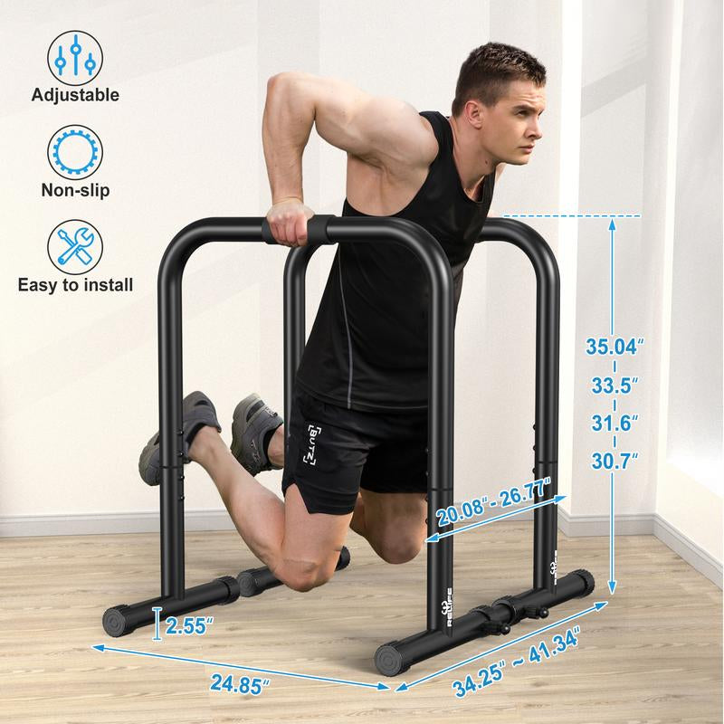 Relife Heavy Duty Dip Station - Ultimate Fitness Workout Dip Bar & Parallette Push Up Stand for Strength Training