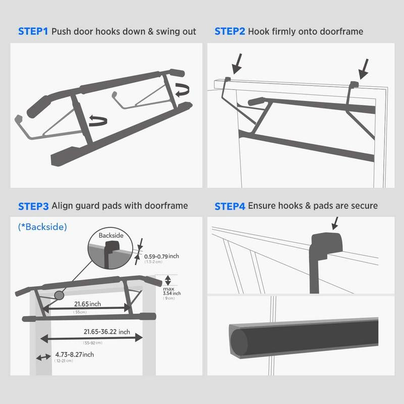 Elevate Your Workout with Tikaton Doorway Pull-Up Bar - Angled Grip & Bonus Suspension Straps for Ultimate Home Gym Experience!
