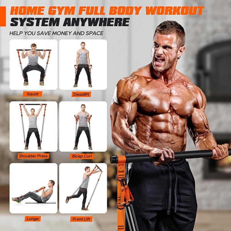 Pilates Bar Kit with Resistance Bands, Heavy Duty Pilates Equipment for Men, Strength Training Bar for Legs, Hip, Waist Back, Arm, Abs, Chest, Shoulders, Portable Home Gym Full Body Workout Equipment Outdoorfun