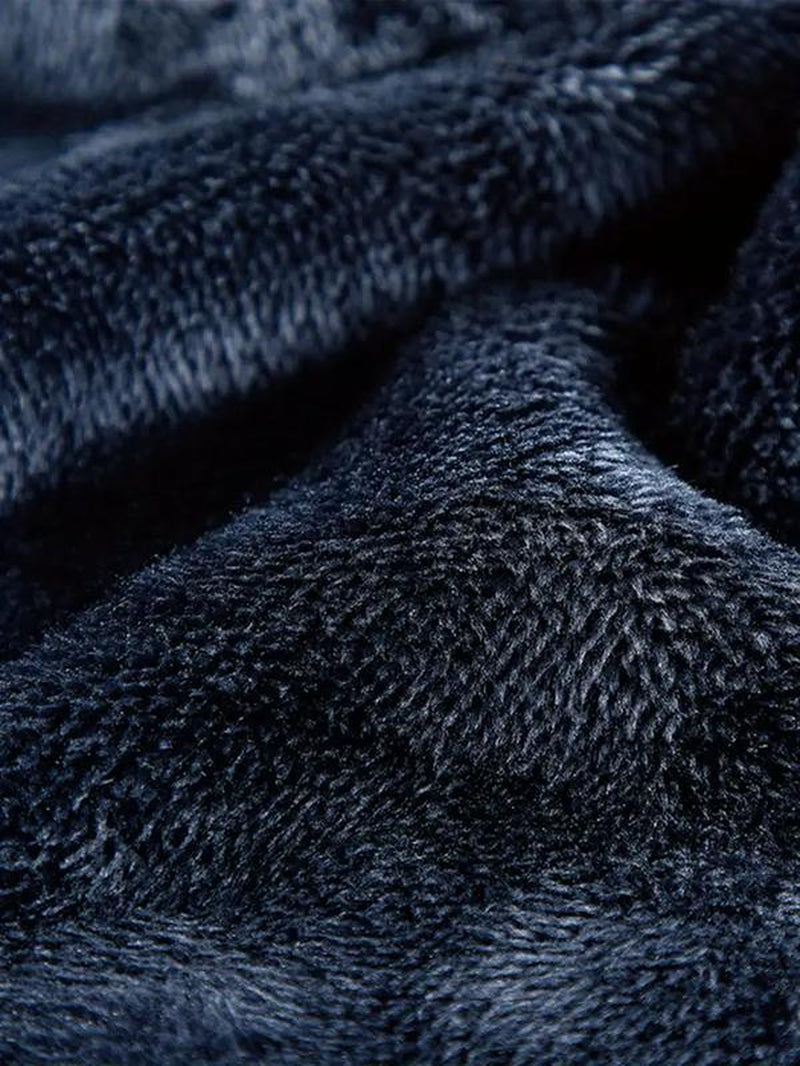 Men'S Heavyweight Double-Sided Fleece Jacket with Full-Zip Closure & Hood - Thick Winter Warm Coat, Multi-Pocket Design, Machine Washable Polyester for Camping, Hiking, Outdoor Activities - Durable Casual Outerwear Non-Stretch Fabric Embroidery Detail