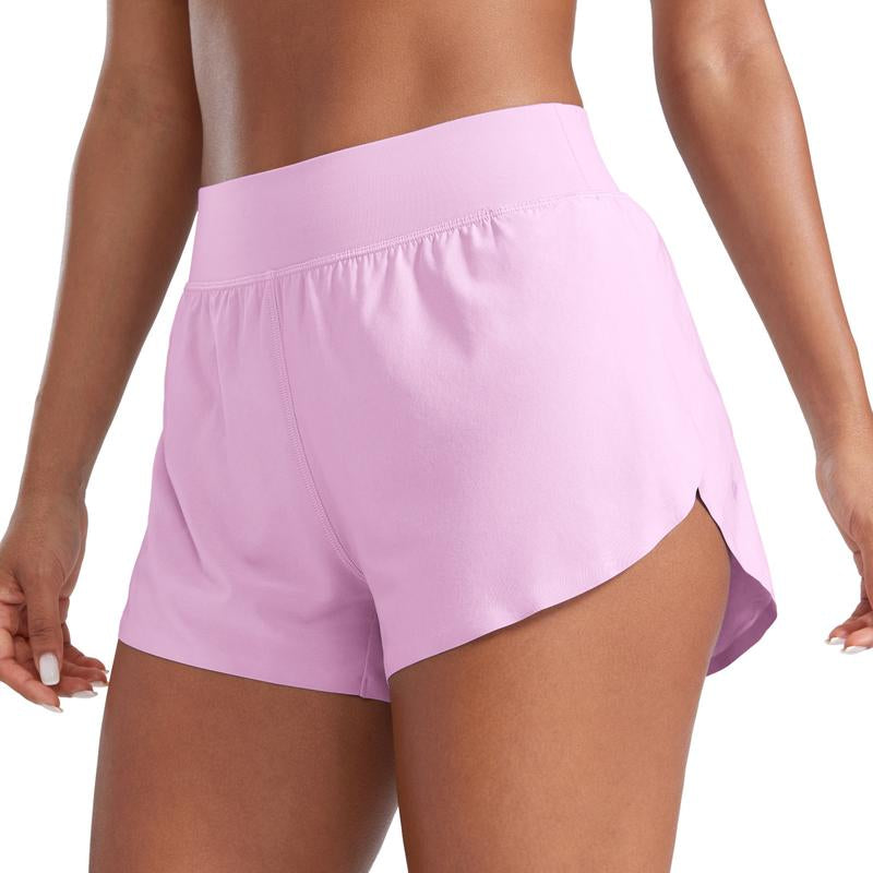 CRZ YOGA Women's High Waisted 3" Dolphin Running Shorts - Ultimate Comfort & Performance with Mesh Liner