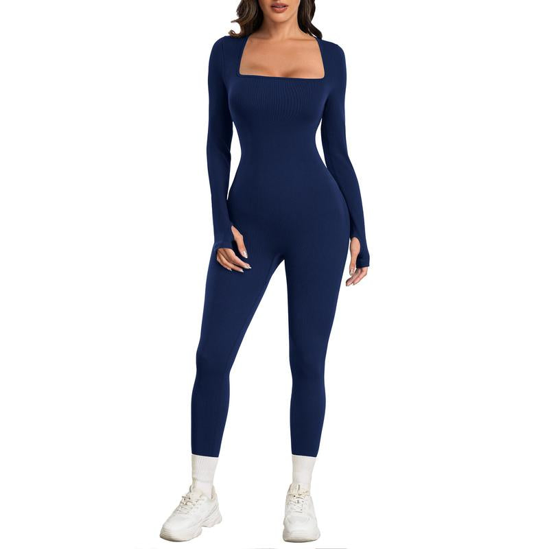 Elevate Your Workout: Sese Code Women's Long Sleeve Ribbed Yoga Jumpsuit for Ultimate Comfort and Style