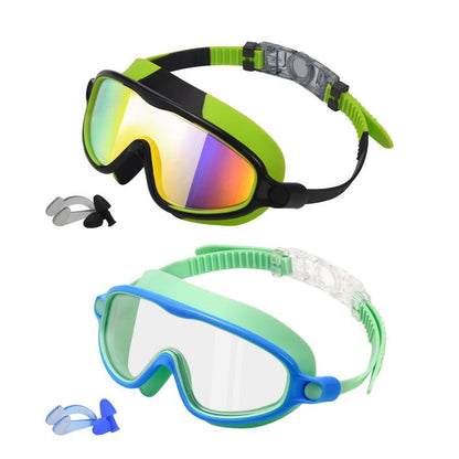 Premium Swim Goggles 2 Pack - Wide View, Anti-Fog & UV Protection, Leak-Proof Design for Men, Women, and Kids