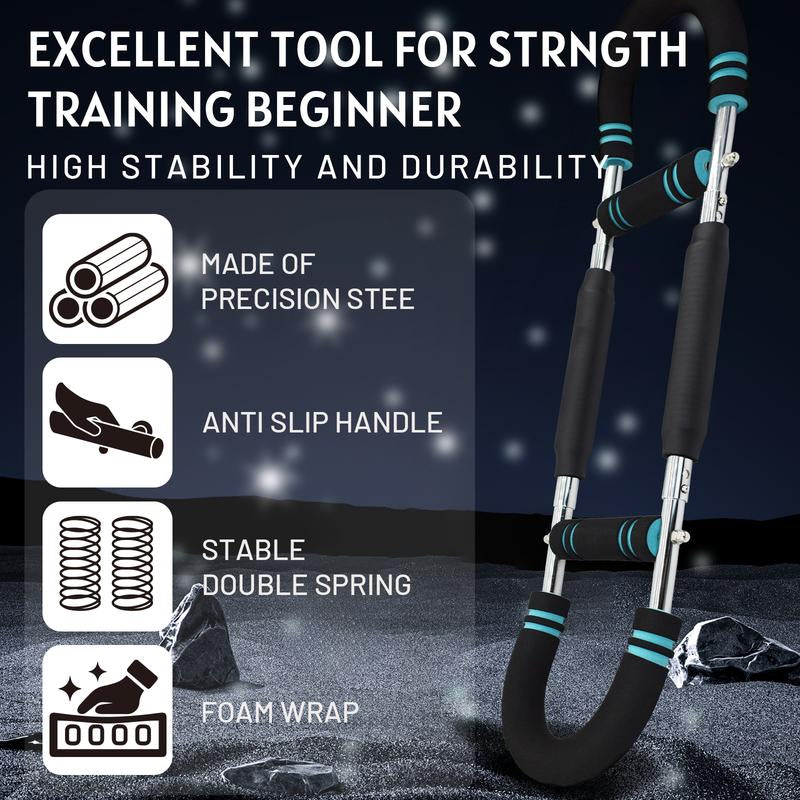 2025 Pro Adjustable Arm & Chest Muscle Trainer - Ultimate Stainless Steel Fitness Tool with Anti-Slip Blue Grips & Customizable Resistance for All Fitness Levels - Perfect for Home Workouts!