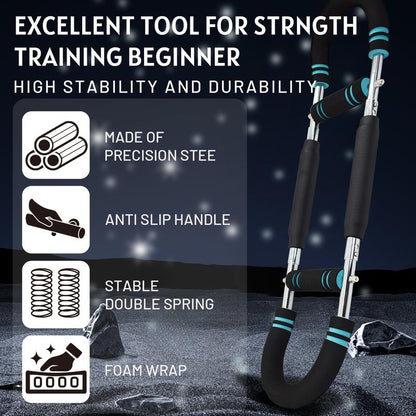 2025 Pro Adjustable Arm & Chest Muscle Trainer - Ultimate Stainless Steel Fitness Tool with Anti-Slip Blue Grips & Customizable Resistance for All Fitness Levels - Perfect for Home Workouts!
