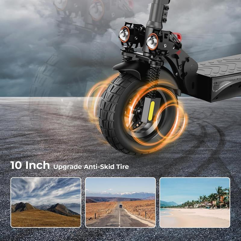 【Back to School Sale】Off-Road Powerful Electric Scooter, 800W/500W Motor, 28Mph/25Mph,28Miles/23Miles,10' Pneumatic Tires, LED Screen Design, Double Suspension, APP Control, Adult Commuting Electric Scooter