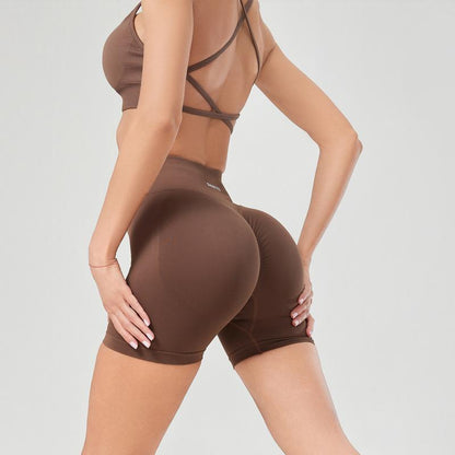 SHAFITS Women'S 2-Piece Seamless High Waisted Scrunch Shorts 4.5" Tummy Control & Moisture-Wicking Breathable Gym Yoga Shorts Flexible Athletic Wear