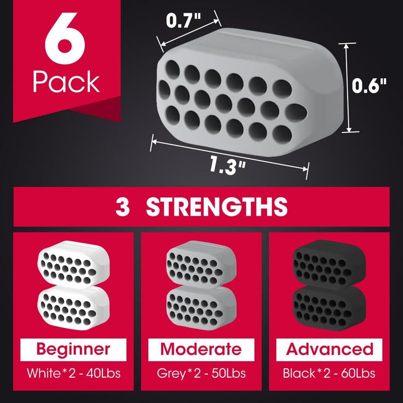 Ultimate Jawline Sculptor: 3 Resistance Levels Silicone Jaw Exerciser for Men & Women - 6Pack in White, Grey & Black