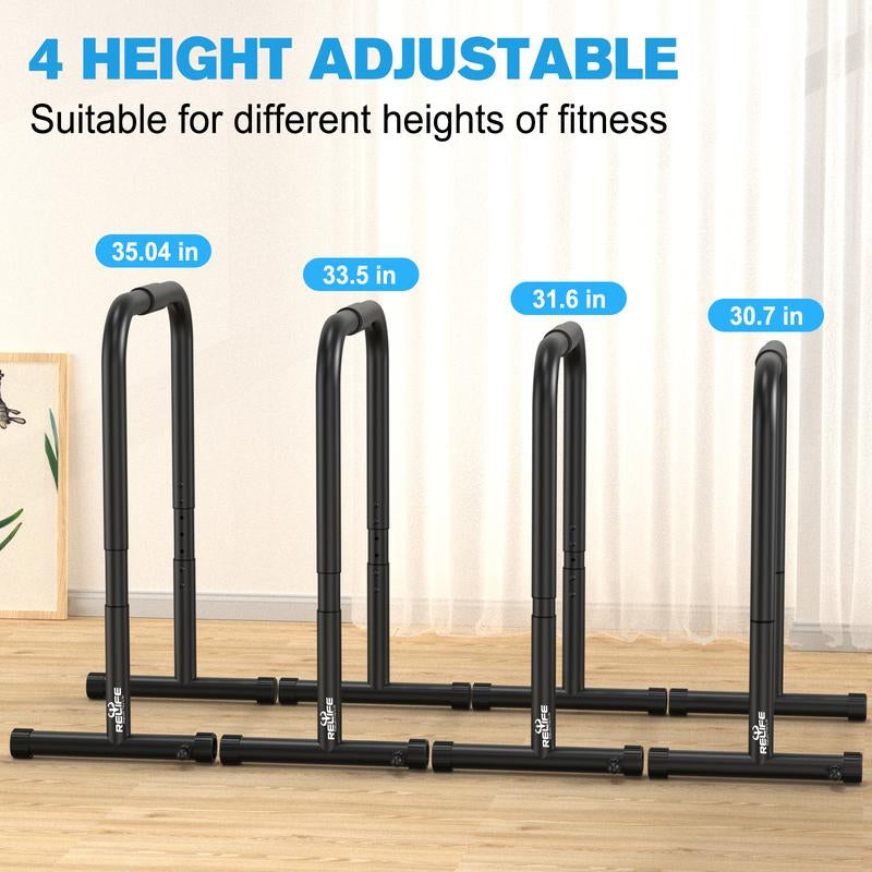 Relife Heavy Duty Dip Station - Ultimate Fitness Workout Dip Bar & Parallette Push Up Stand for Strength Training