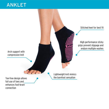 Tucketts Glacial Moraine Toeless Grip Socks - Ultimate Anti-Slip Ankle-Length Socks for Yoga, Pilates & Active Lifestyle