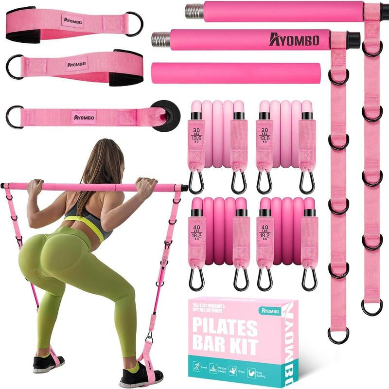 Ultimate Pilates Bar Kit with Resistance Bands - Versatile Home Gym Equipment for Full-Body Workouts, Perfect Christmas Gift for Fitness Enthusiasts!